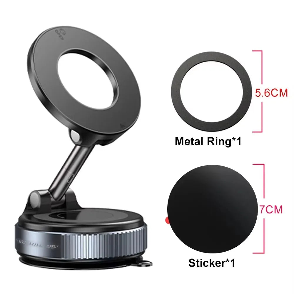 15W MagSafe Magnetic Phone Holder Stand with Vacuum Suction Adjustable Foldable Mount For iPhone 12-15 Car Desk Kitchen