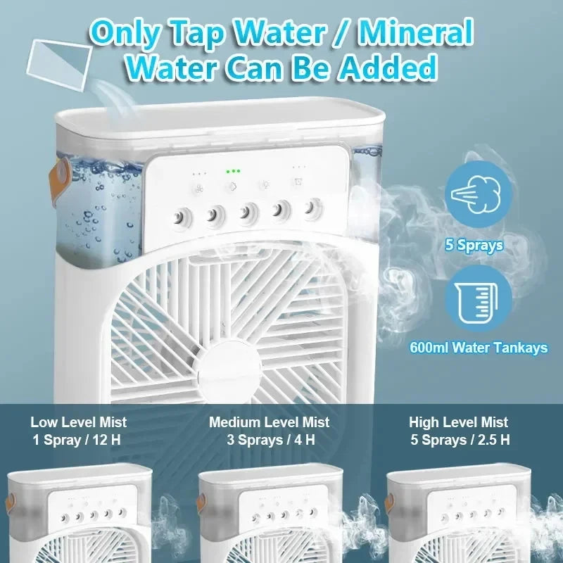 Portable Mini Air Conditioner with Night Light—Efficient Cooling for Home or Office