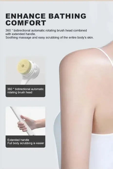 NEW Electric Shower Cleaning Brush 5 Heads 3 Gears Spinning Spa Bath Brush Waterproof Long Handle for Personal Body Back Rubbing