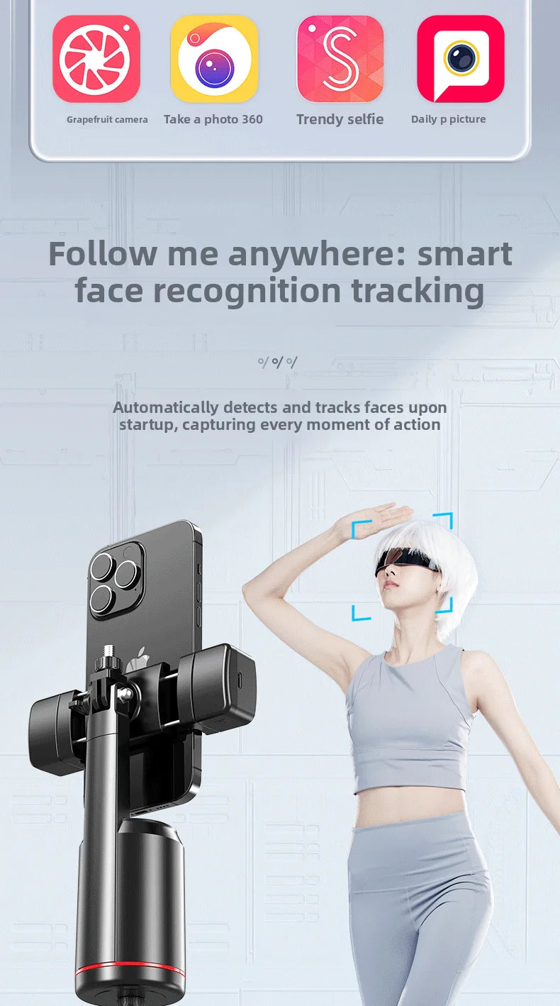 360° Auto Follow Gimbal Stabilizer for Smartphone Anti Shake Handheld Stand Live Stream Vlog Recording