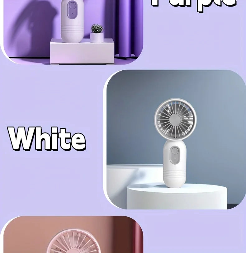 Mini portable fan, handheld small fan, USB charging, 3-speed handheld fan suitable for office, outdoor travel, and camping