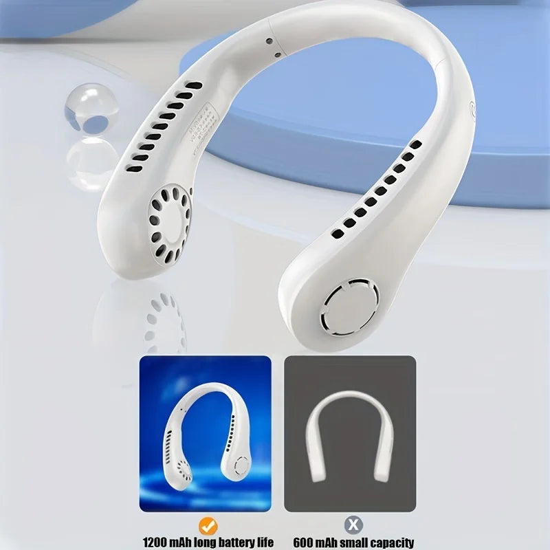 Hanging Neck Fan Convenient Small Fan Can Be Freely Adjusted Mini Small USB Charging Leafless Large Wind Hanging Neck Outdoors