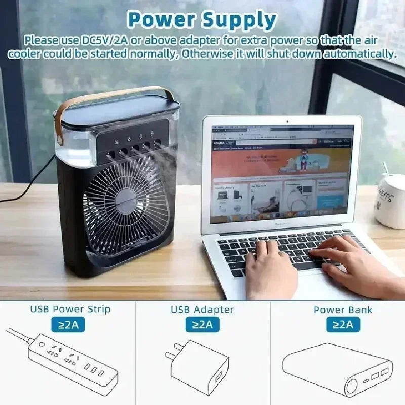 Portable Mini Air Conditioner with Night Light—Efficient Cooling for Home or Office