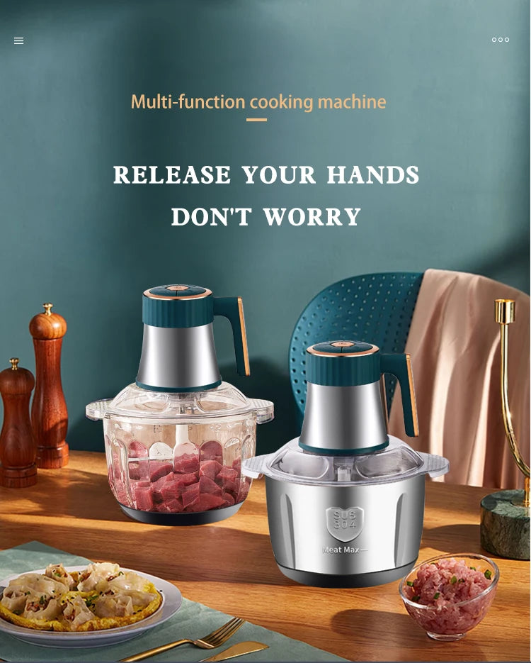 Factory Wholesale Price Household Multifunction Small Meat Chopper Food Stainless Steel 2l 3l 4l 5l Electric Meat Grinders