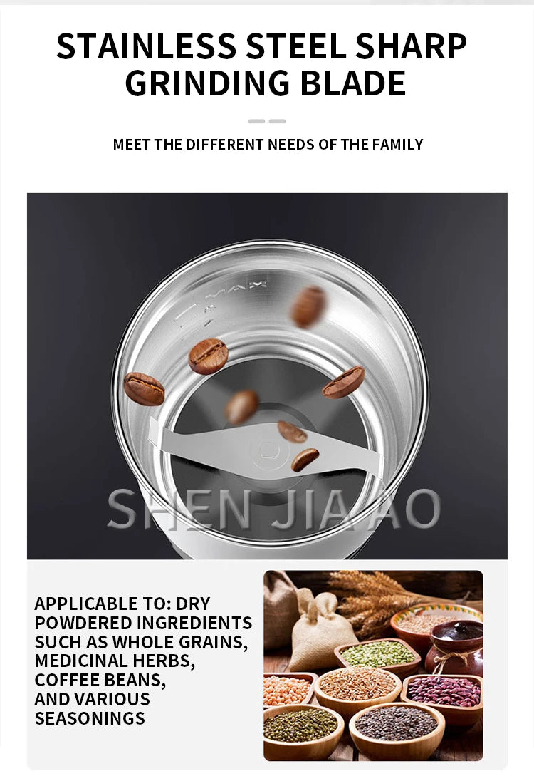 CM-3020S Household Electric Coffee Bean Grinder Removable Cleaning Bean Grinder Coffee Grinder Stainless Steel 220-240V