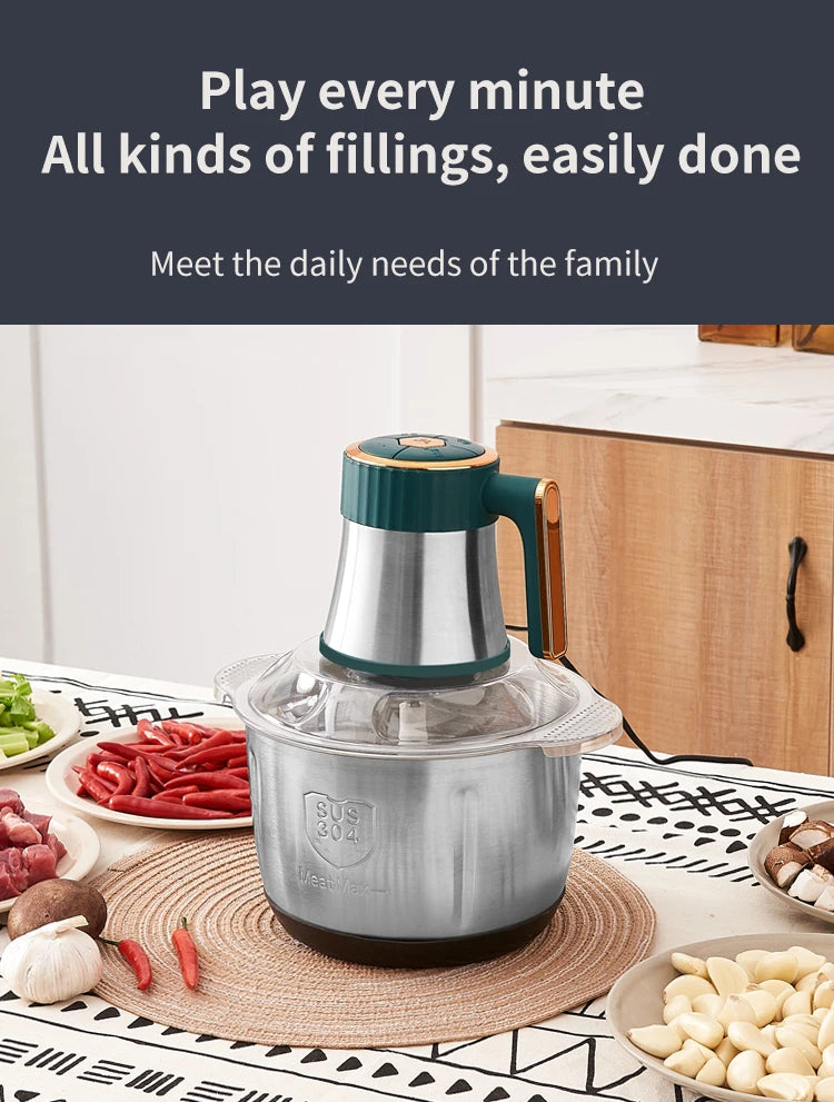 Factory Wholesale Price Household Multifunction Small Meat Chopper Food Stainless Steel 2l 3l 4l 5l Electric Meat Grinders