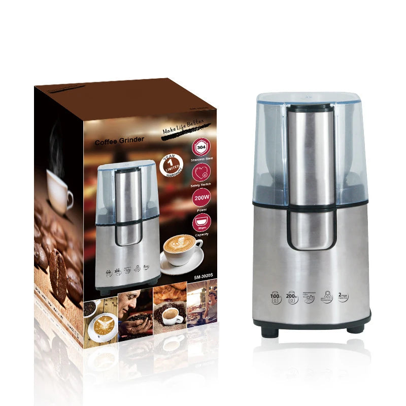 CM-3020S Household Electric Coffee Bean Grinder Removable Cleaning Bean Grinder Coffee Grinder Stainless Steel 220-240V