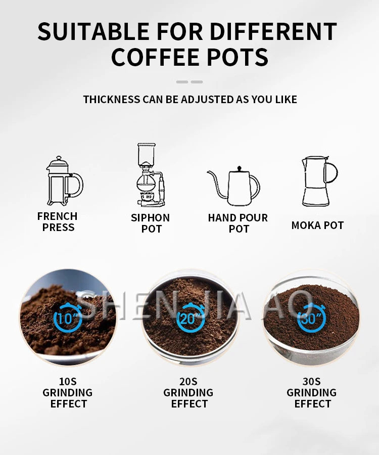 CM-3020S Household Electric Coffee Bean Grinder Removable Cleaning Bean Grinder Coffee Grinder Stainless Steel 220-240V