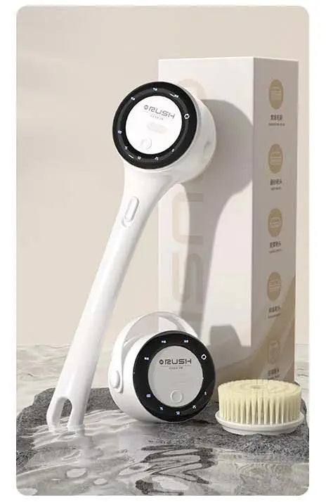 NEW Electric Shower Cleaning Brush 5 Heads 3 Gears Spinning Spa Bath Brush Waterproof Long Handle for Personal Body Back Rubbing