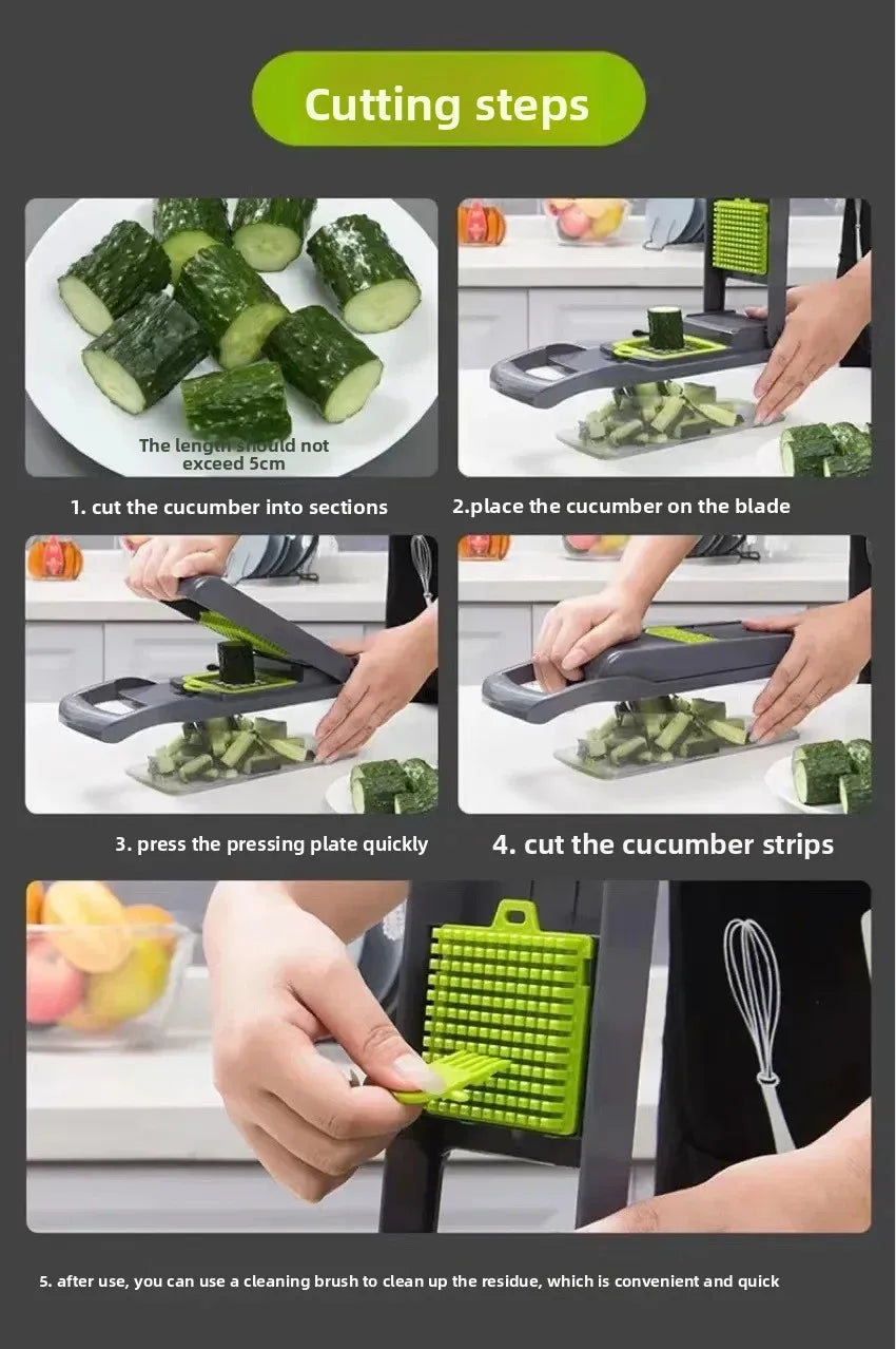 16 Multifunctional vegetable cutting artifact Kitchen household shredding potato shredding dicer wiping radish planer slicer