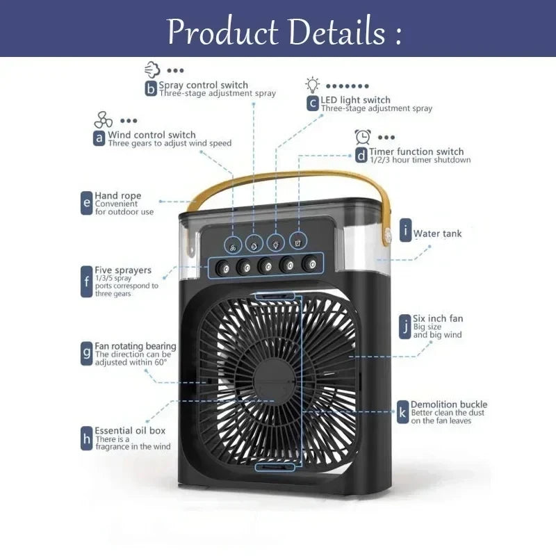 Portable Mini Air Conditioner with Night Light—Efficient Cooling for Home or Office